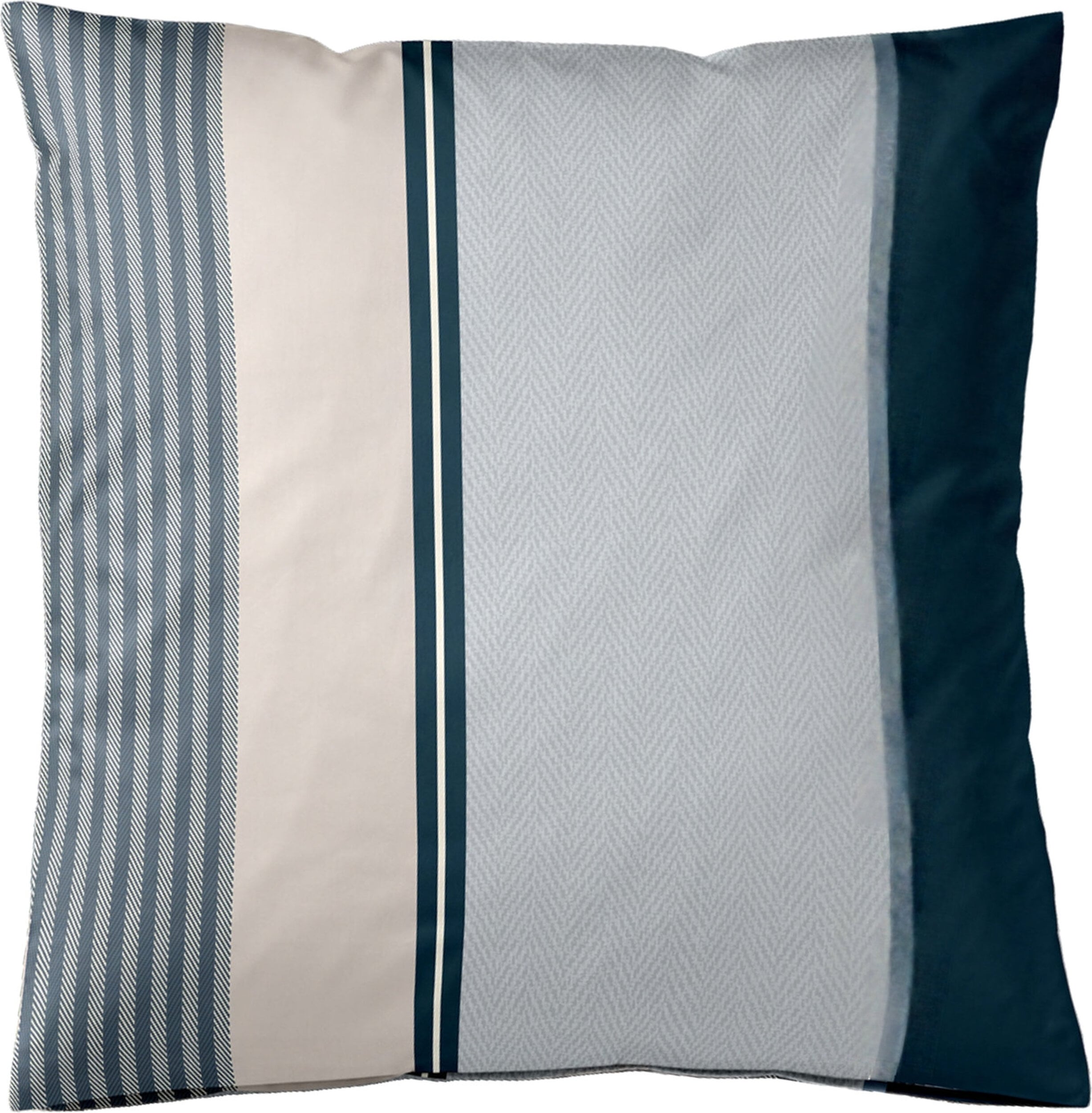 Herringbone Stripes Kissenbezug 80 x 80 cm, Ocean, Satin-Baumwolle