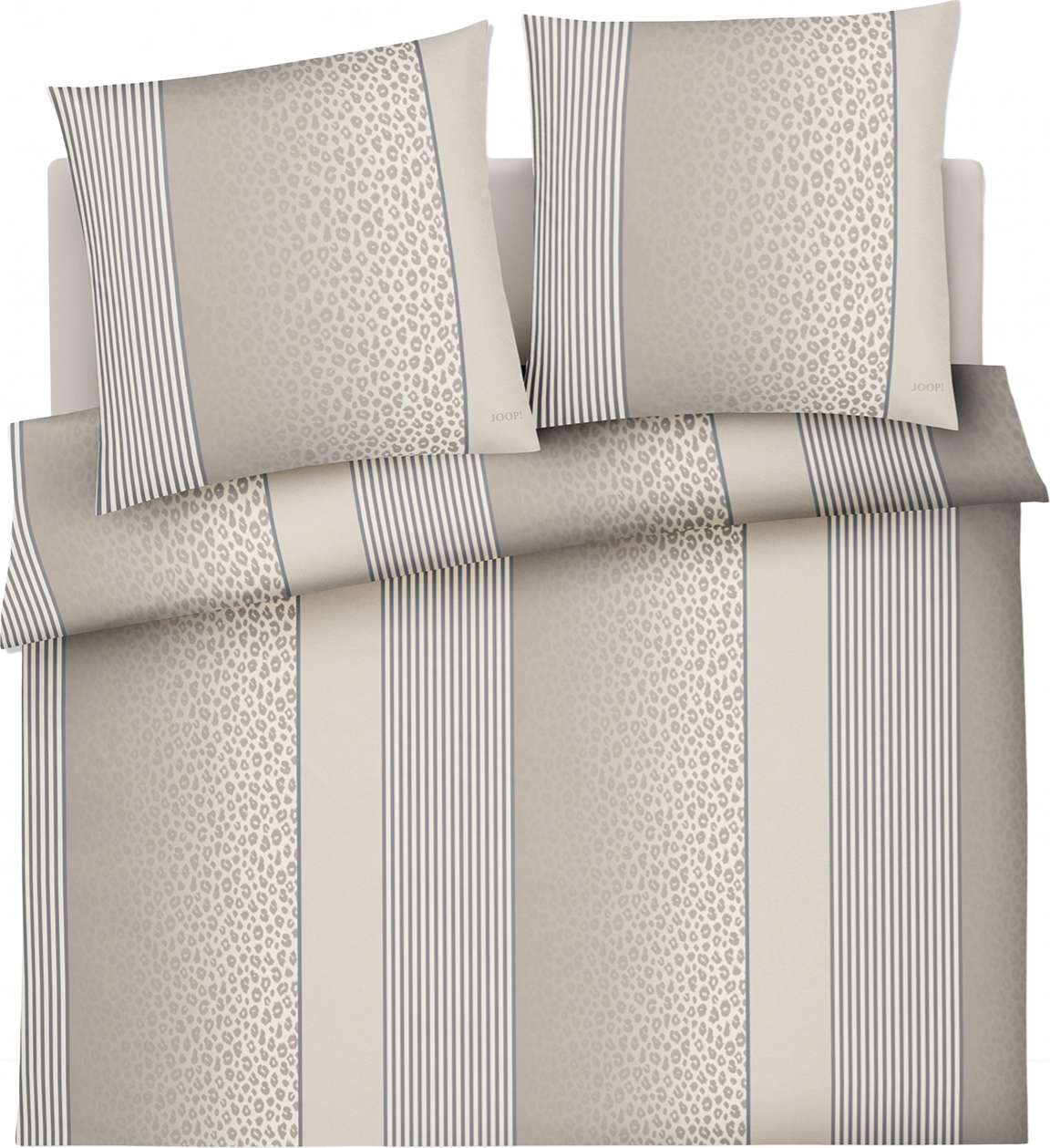 Leo Bettwäsche 200 x 220 cm aus Baumwollsatin mit 2 Kissenbezügen 80 x 80 cm, cream