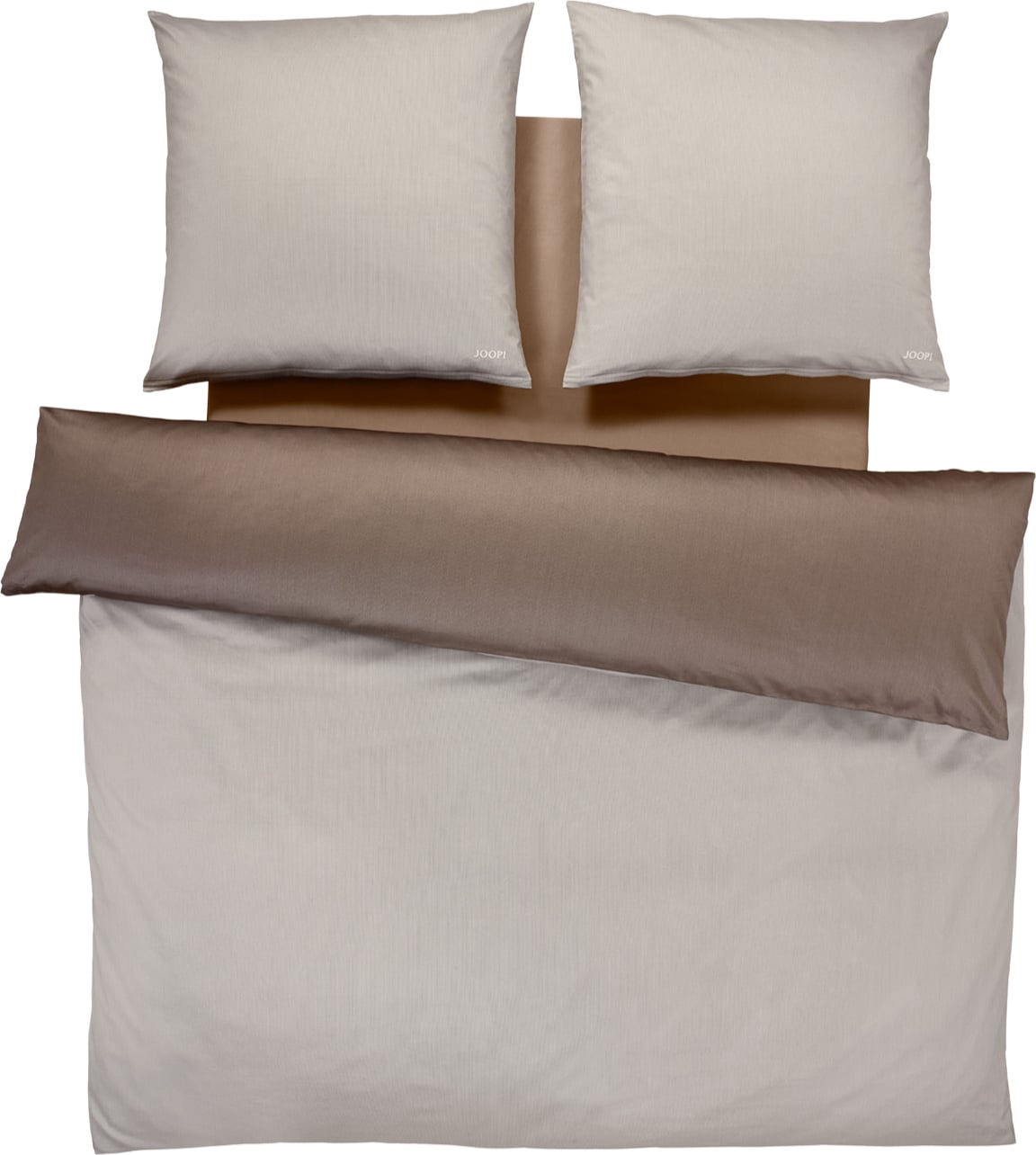 Micro Pattern Bettwäsche 240 x 220 cm mit 2 Kissenbezügen 40 x 80 cm, haselnussbraun, Mako-Satin