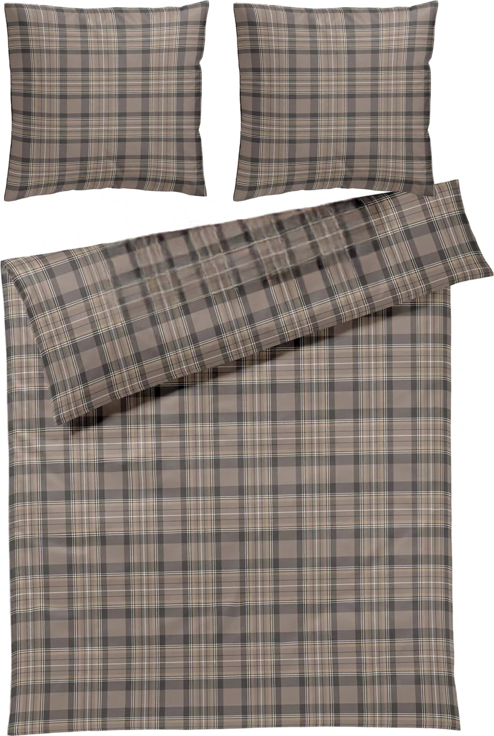 Soft Frames Bettwäsche 240 x 220 cm braun, Baumwollflanell, mit 2 Kissenbezügen 80 x 80 cm