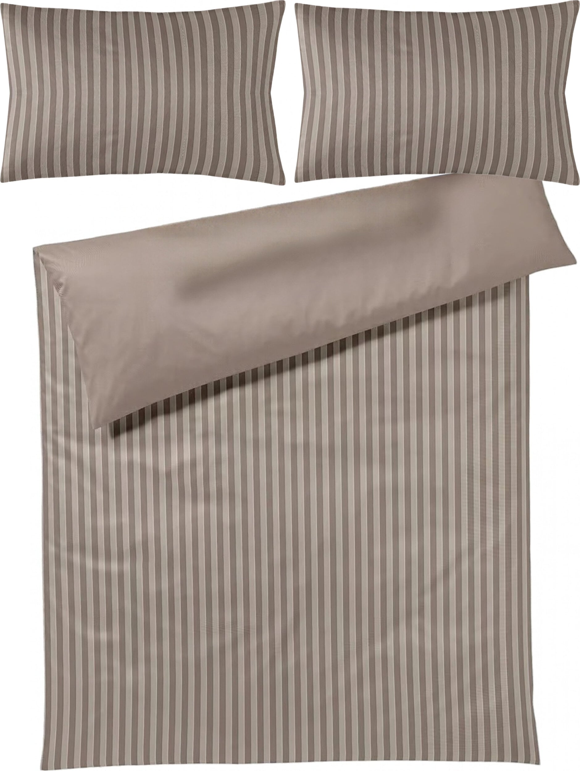 Soft Lines Bettwäsche 200 x 200 cm, braun, Flanell-Baumwolle, mit 2 Kissenbezügen 40 x 80 cm