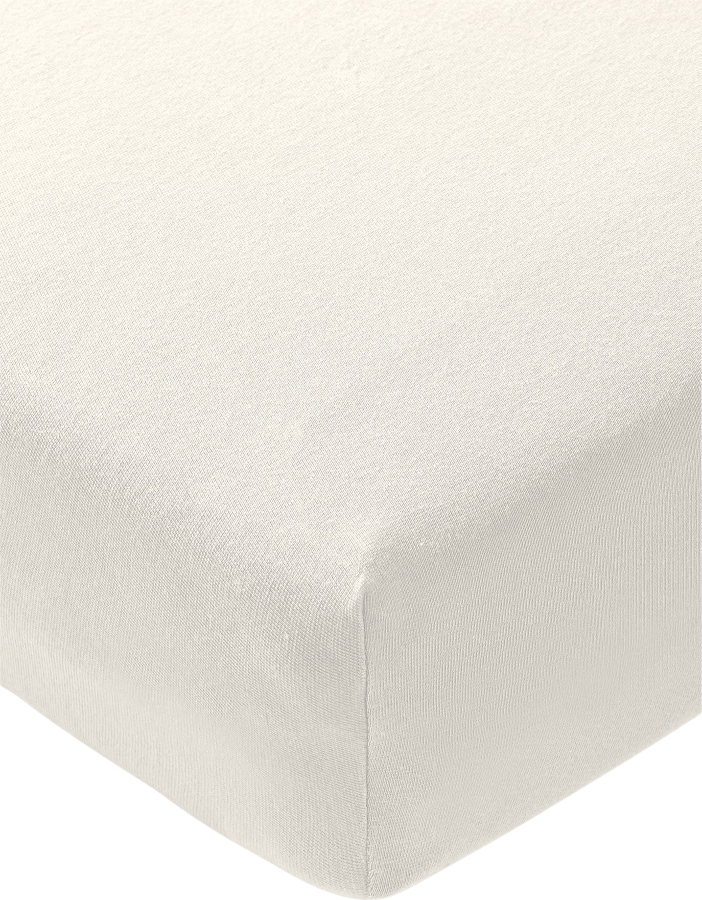 Uni Spannbettlaken 140-160 x 200 cm, Naturweiß, Baumwoll-Jersey