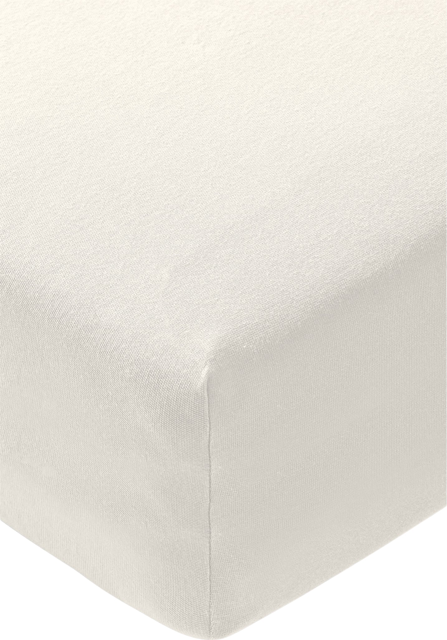 Uni Spannbettlaken für Boxspring- und Wasserbetten 180-200 x 200 cm, naturweiß, Baumwoll-Jersey
