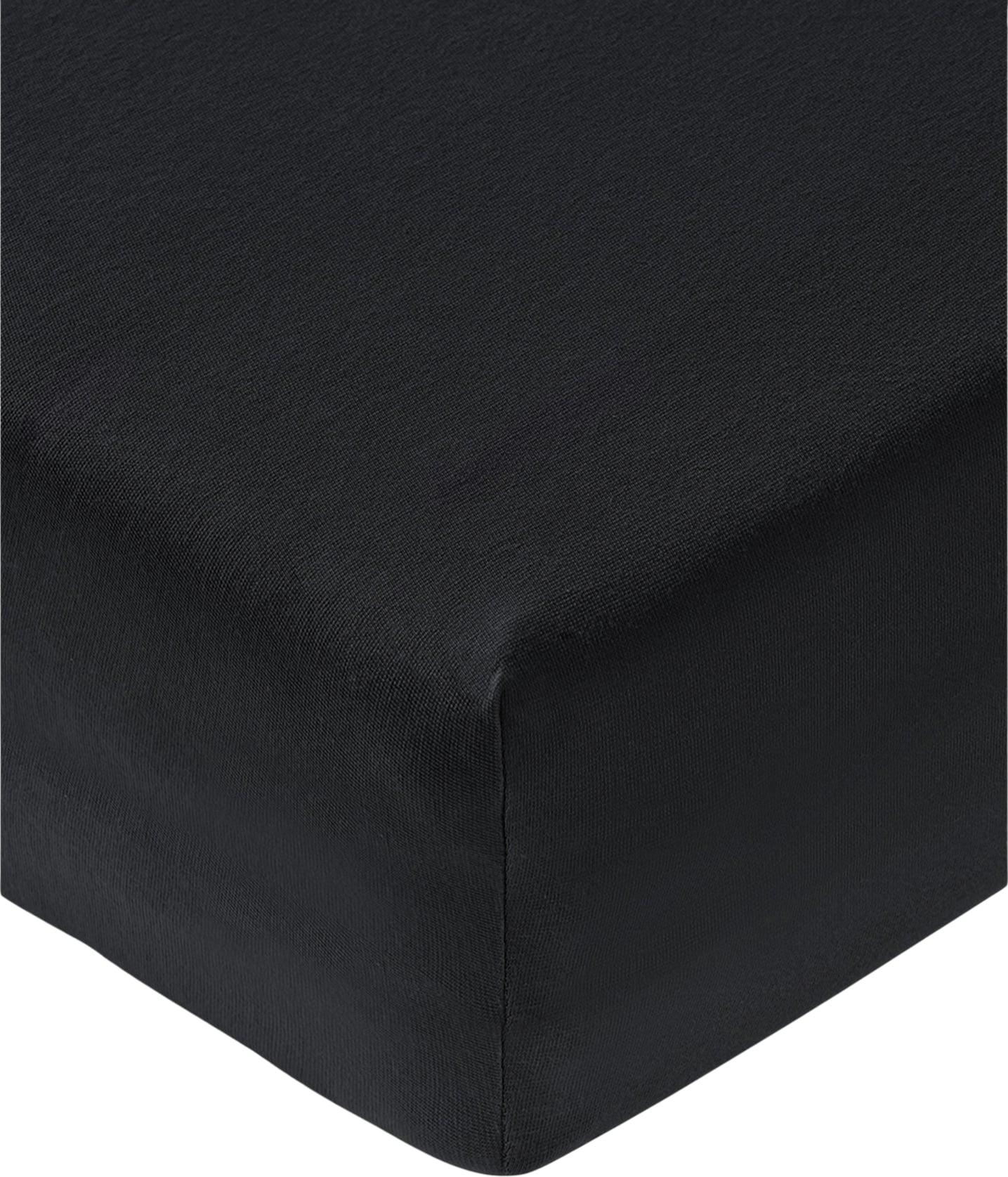 Uni Spannbettlaken für Boxspring- und Wasserbetten 90-100 x 200 cm, schwarz, Baumwoll-Jersey