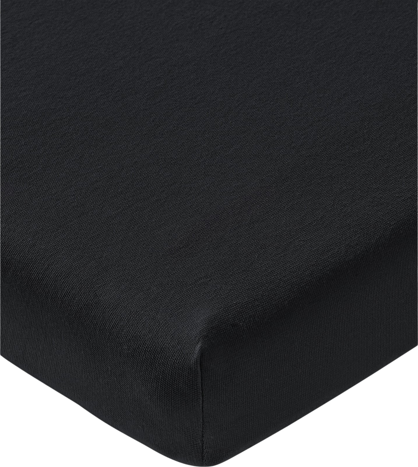 Uni Topper-Spannbettlaken 90-100 x 200 cm, schwarz, Baumwoll-Jersey