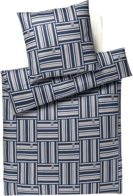 Weave Bettwäsche 135 x 200 cm Navy aus Mako-Satin mit Kissenbezug 80 x 80 cm
