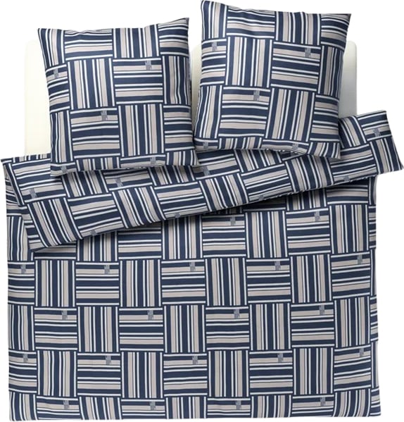Weave Bettwäsche 200 x 200 cm Navy aus Mako-Satin mit 2 Kissenbezügen 40 x 80 cm