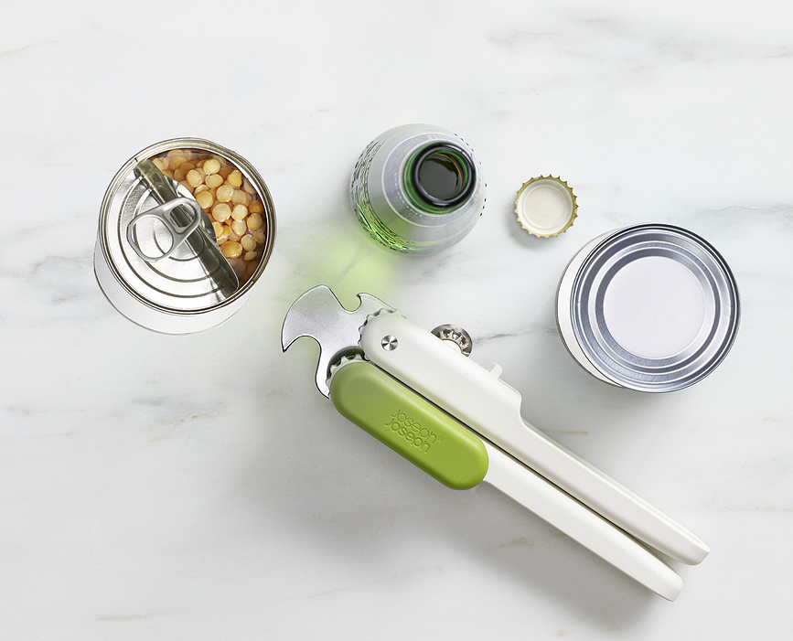 Abridor de latas y botellas Duo, blanco y verde