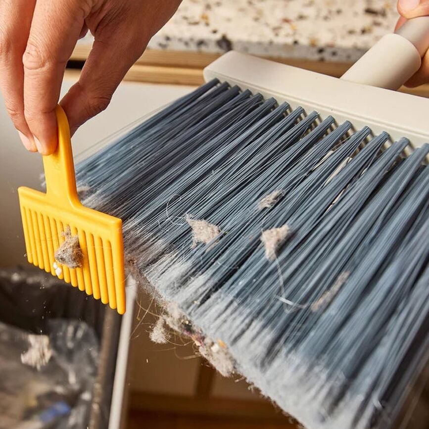 Balai CleanTech avec support, gris-blanc