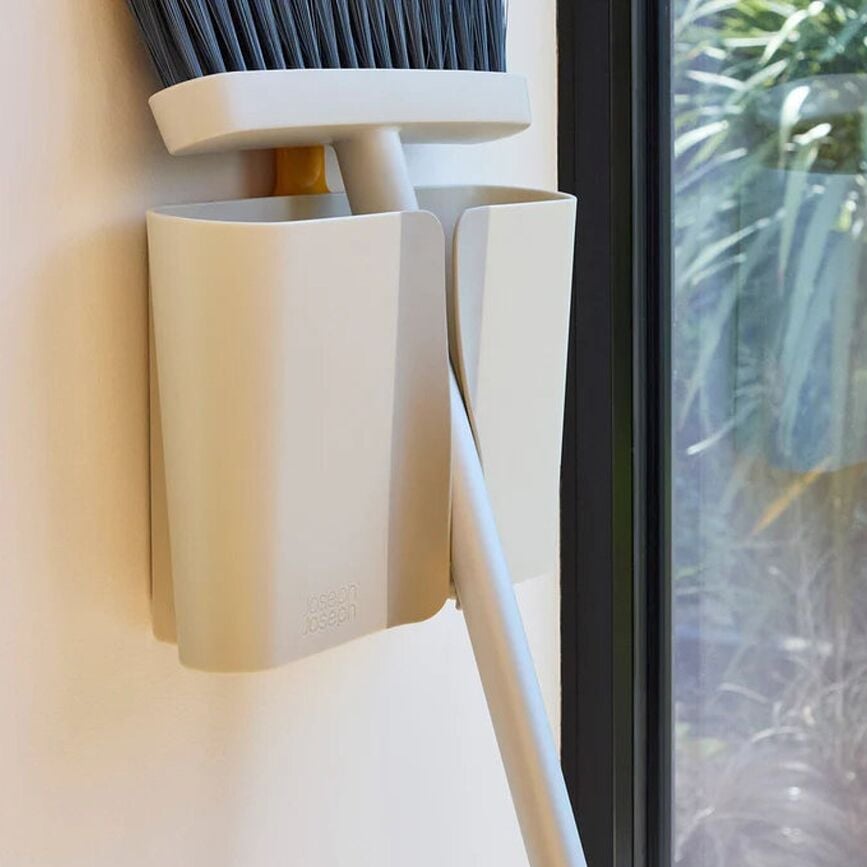 Balai CleanTech avec support, gris-blanc