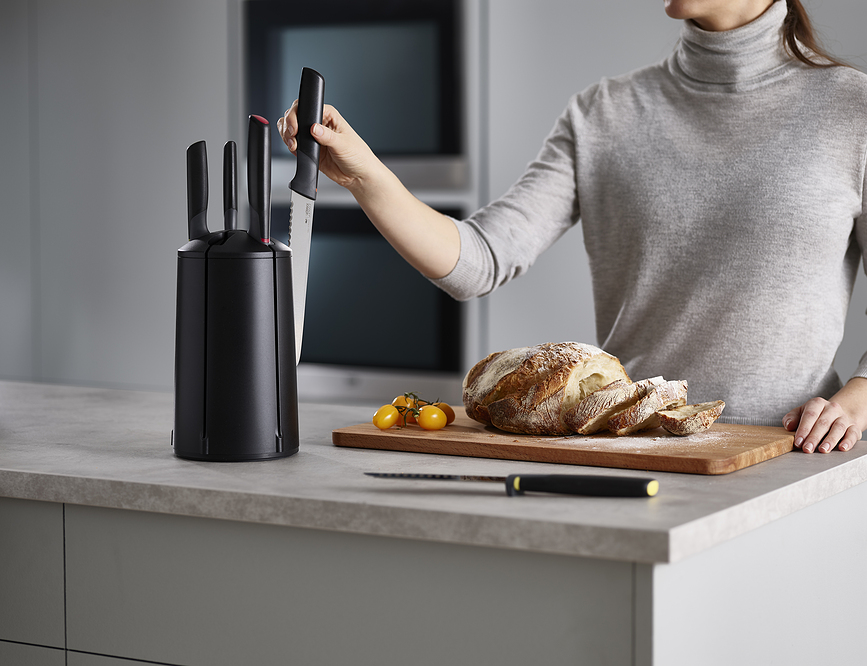 Bloque de Cuchillos giratorio Elevate, verde salvia, 5 piezas