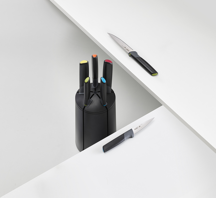 Bloque de Cuchillos giratorio Elevate, verde salvia, 5 piezas