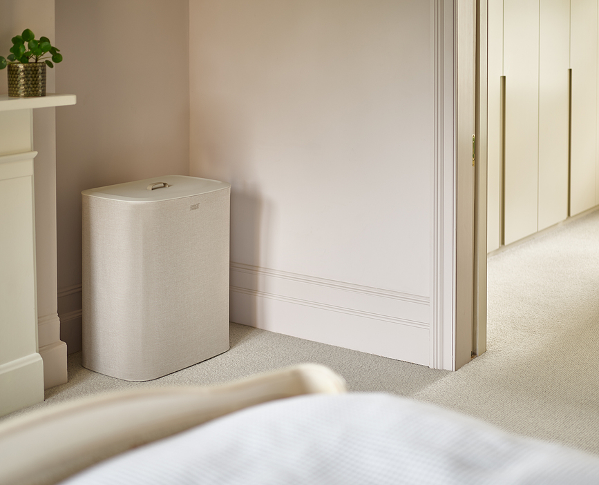 Cesto para la Ropa Sucia Tota, de tres compartimentos, 90 L, color crudo