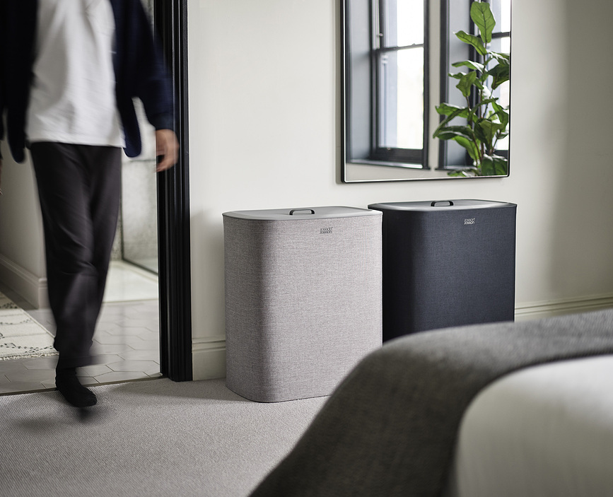 Cesto para la Ropa Sucia Tota, de tres compartimentos, 90 L, color crudo