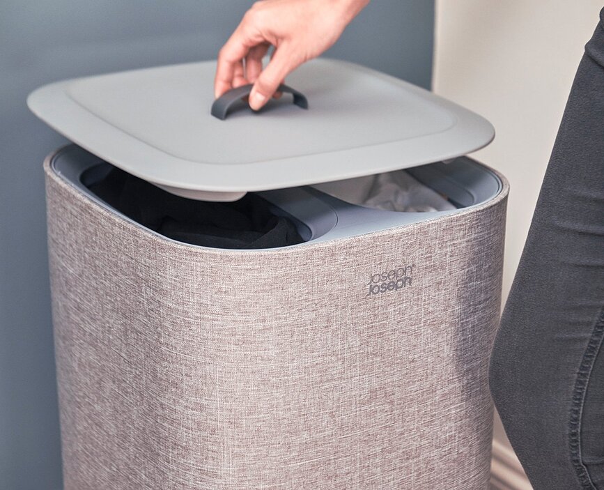 Cesto de Colada de doble compartimento Tota, 60 L, color crudo