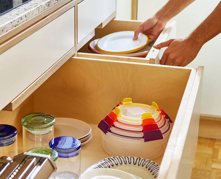 Contenedores de almacenamiento NestLock redondos, set de 4 piezas