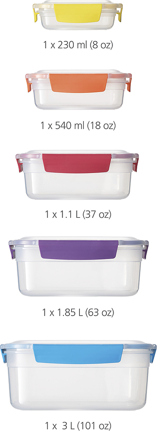 Contenedores Nest Lock, multicolor, Set de 5 piezas