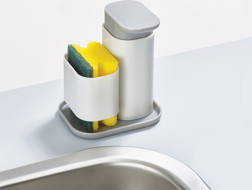 Dispensador de jabón y soporte para esponja Duo, gris