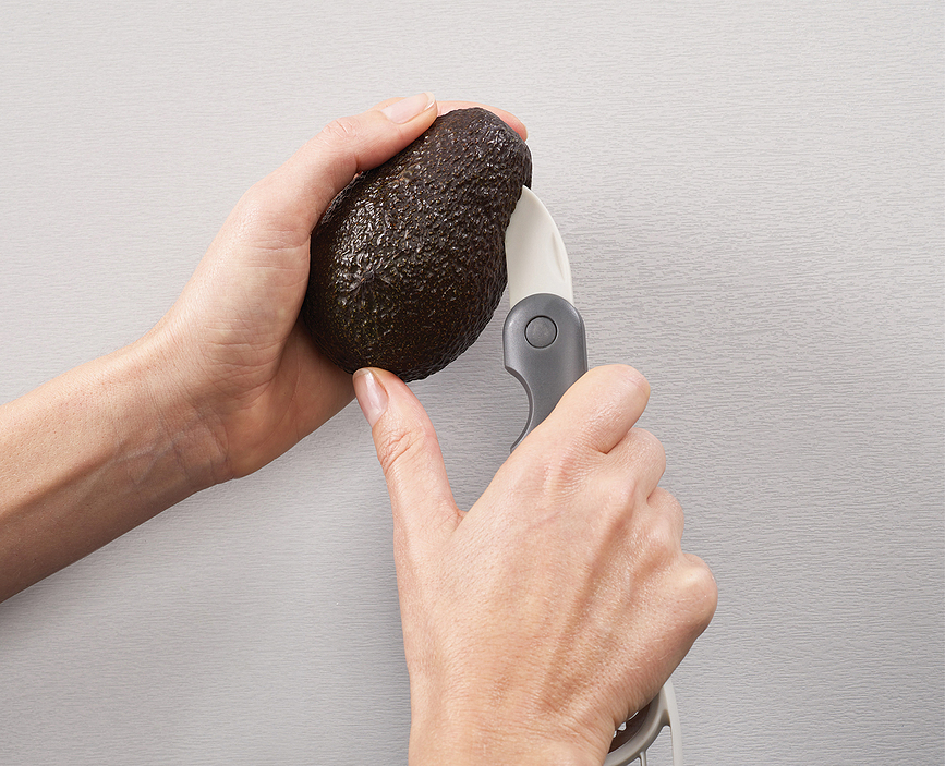 Duo Éplucheur et Trancheur pour avocat, blanc et gris