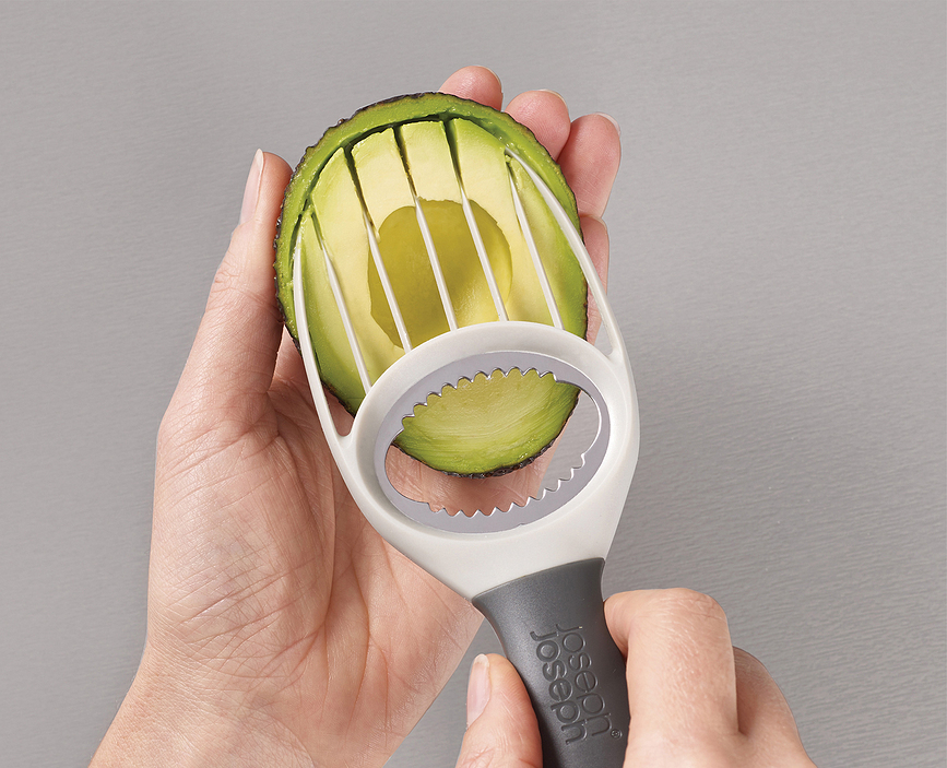 Duo Lupilec in rezalnik za avokado, belo-siv