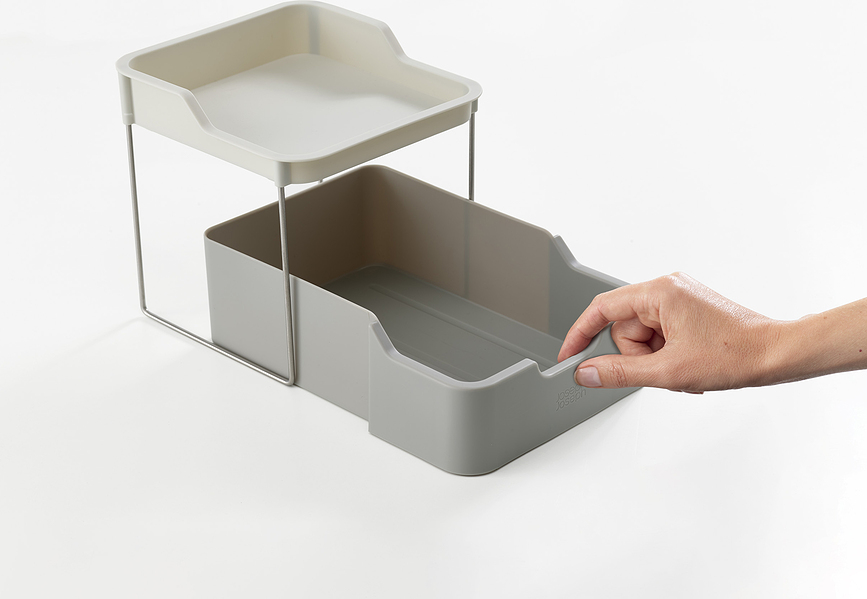 Duo Organisateur de Rangement pour Placard, à deux niveaux avec tiroir, gris
