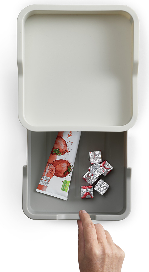 Duo Organizator za omarico, dvonivojski s predalom, siv