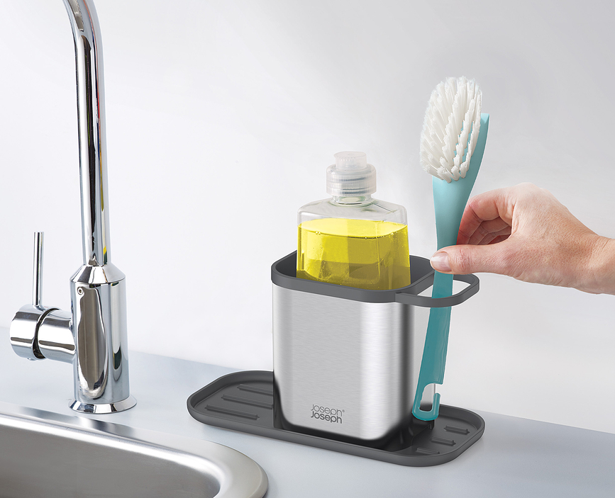 Duo Organizator za pomivalno korito, črno-srebrn