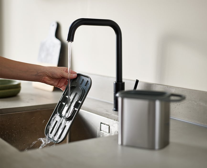 Duo Organizator za sudoper crno-srebrni