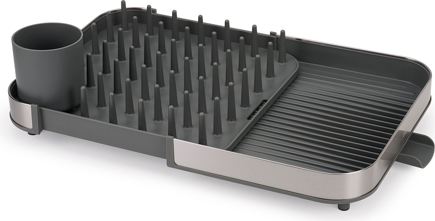 Duo Sušilnik za posodo, črno-srebrn, nastavljiv