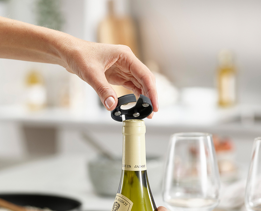 Duo Tire-bouchon et Décapsuleur, avec Coupe-capsule, gris foncé