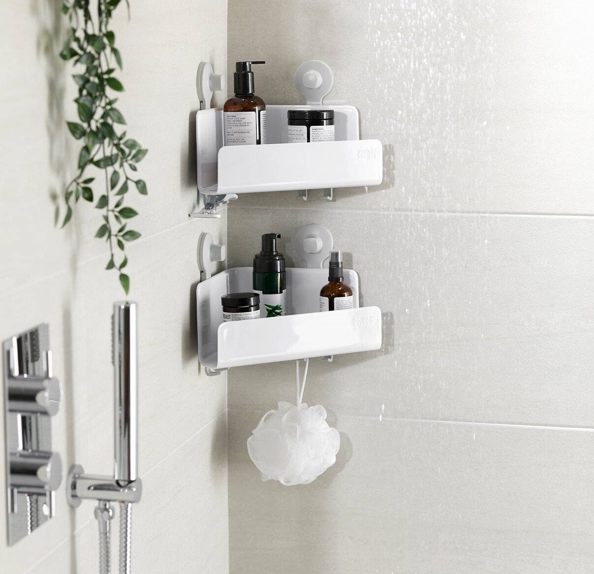 2 Pcs Adhesive Bathroom Shower Corner Shelf Wall Mounted, Shower