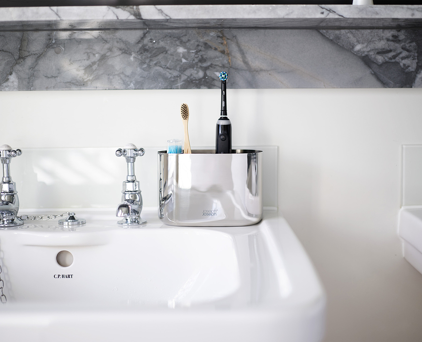 EasyStore Luxe Pot à Brosses à Dents, acier