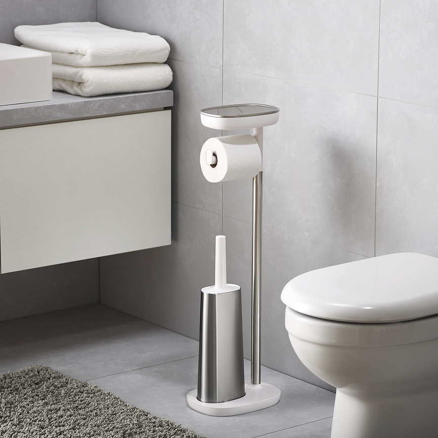 EasyStore Support de Toilettes, porte-balai WC et porte-papier toilette