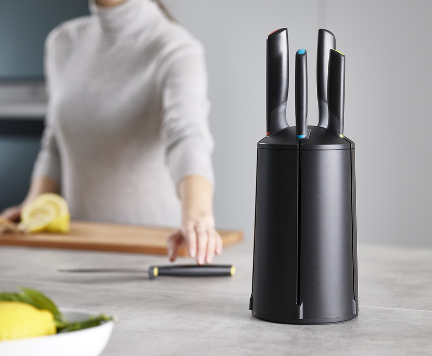 Elevate Bloc à Couteaux rotatif, 5 couteaux colorés