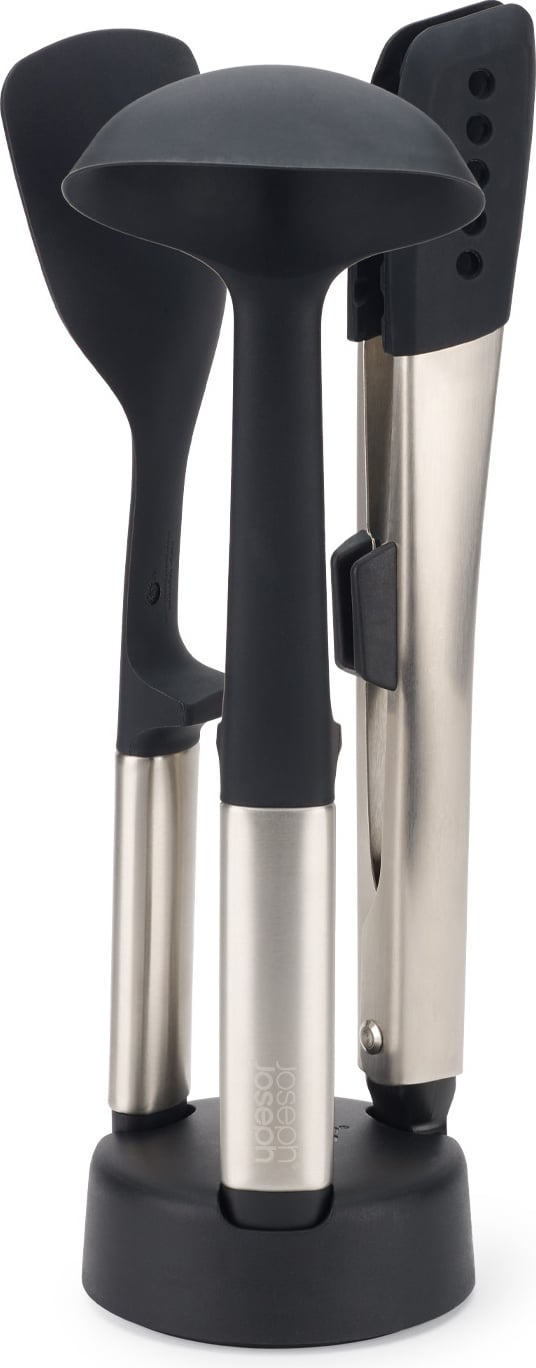 Elevate Küchenhelfer-Set, schwarz-silber, auf Ständer, 4-tlg.