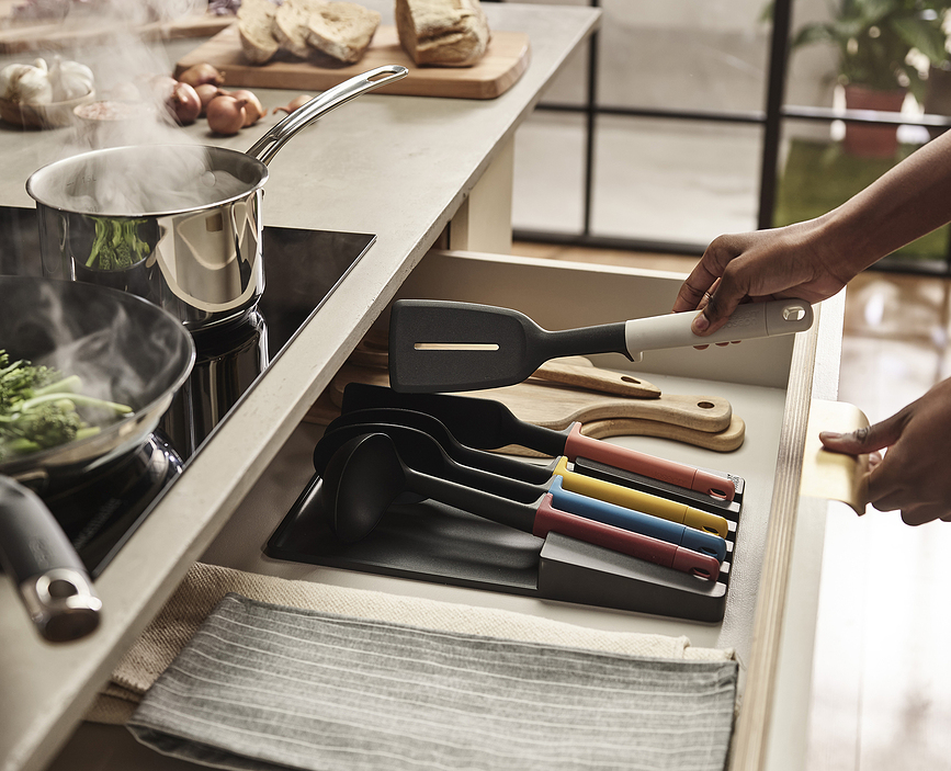 Elevate Ustensiles de Cuisine avec organisateur, multicolores, Set 6 pièces