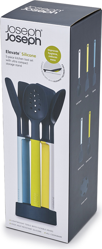 Elevate Ustensiles de Cuisine avec support, en silicone, Set 5 pièces