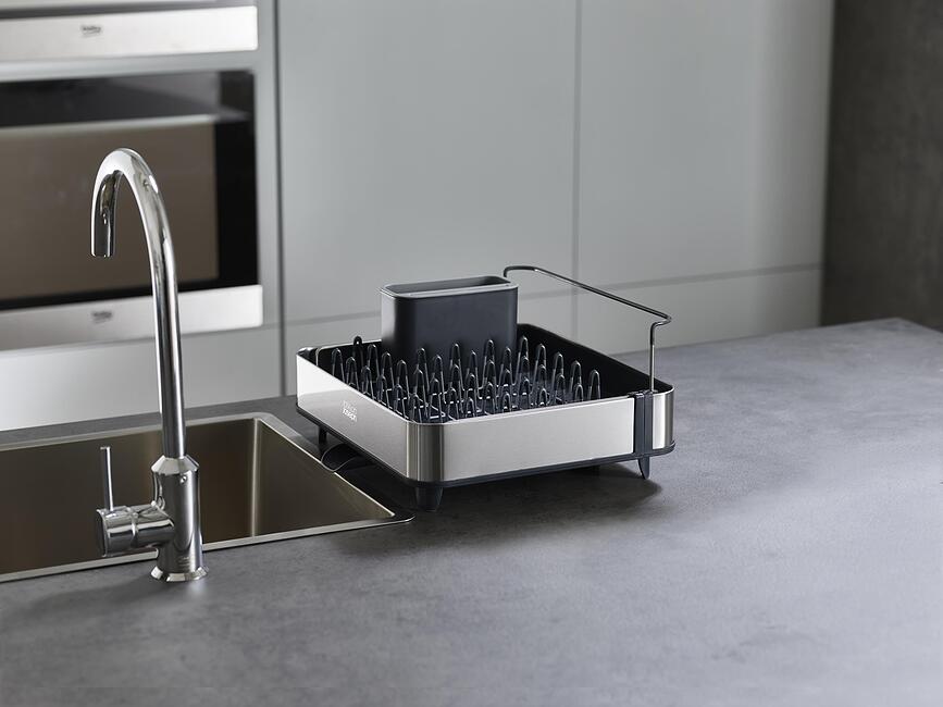 Escurridor de Platos de acero Extend, grande, con dispensador, Set de 2 piezas