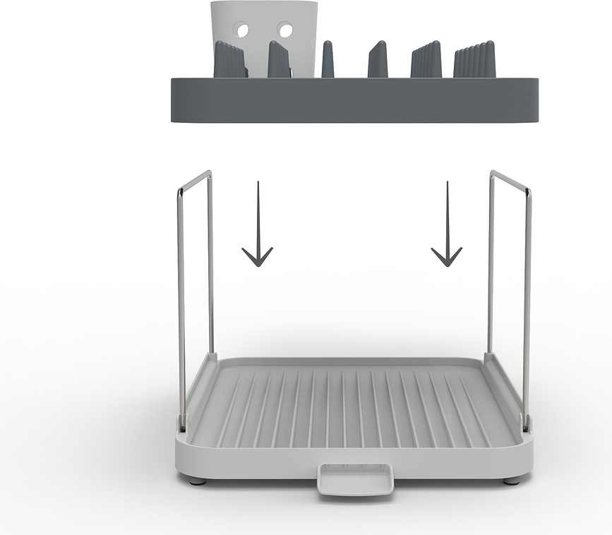 Escurridor de Platos Duo, de doble nivel, gris