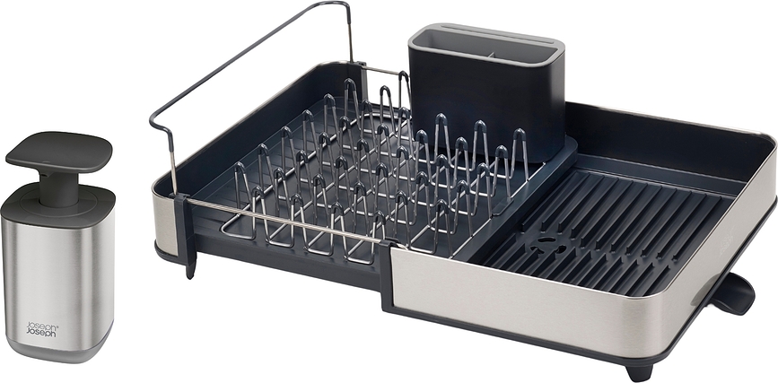 Extend Steel Égouttoir à Vaisselle, grand, avec distributeur, acier, Set 2 pièces