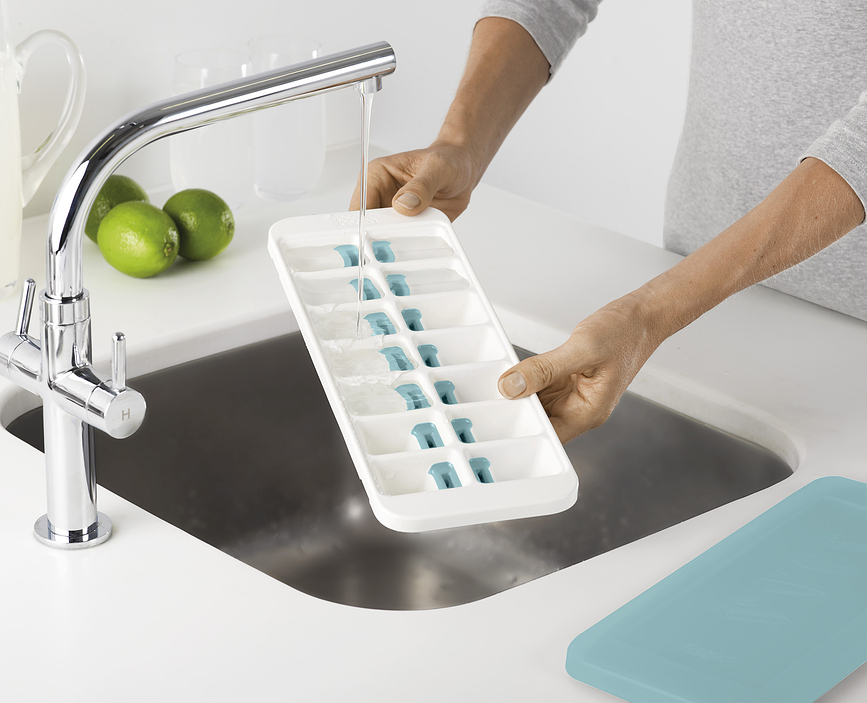 Molde para hielo Duo, azul y gris, con tapa