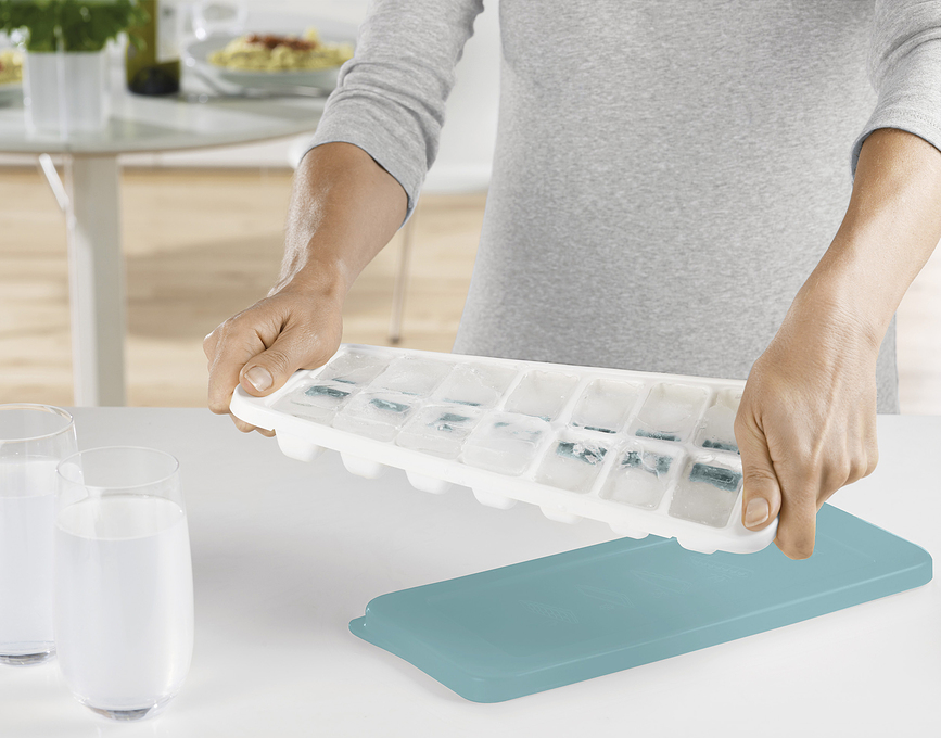 Molde para hielo Duo, azul y gris, con tapa