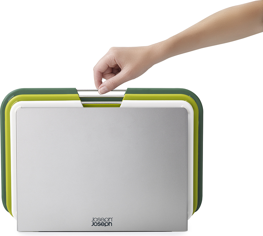 Nest M Planches à Découper avec étui de rangement, grises, Lot de 3