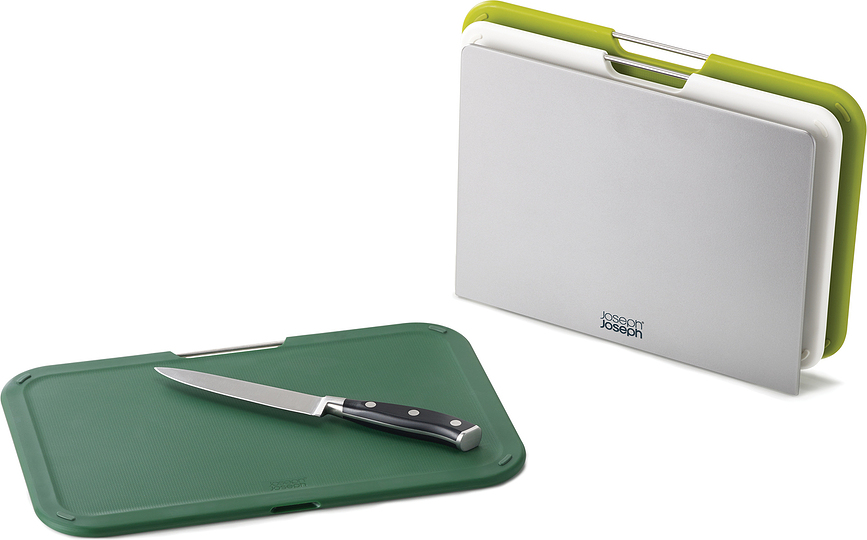 Nest M Planches à Découper avec étui de rangement, grises, Lot de 3