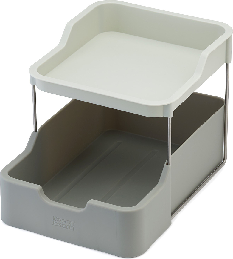 Organizador de Dos Niveles Duo, gris, con cajón, para armario