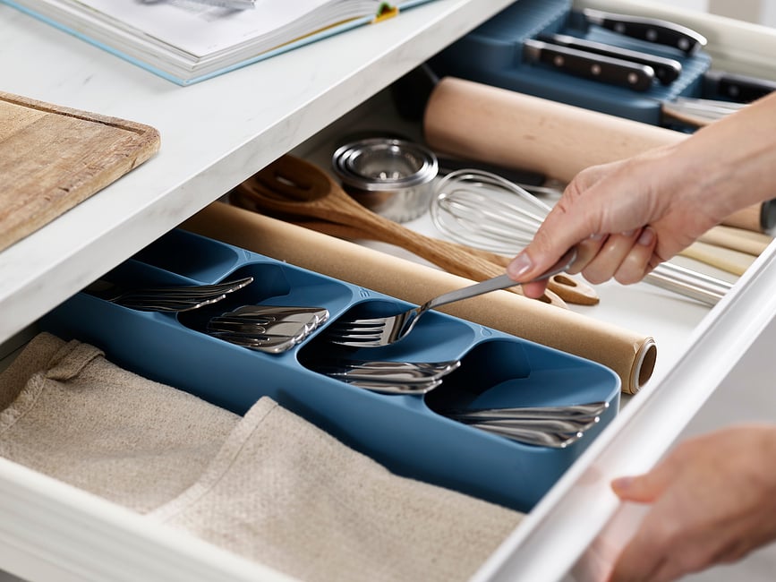 Organizador de cubiertos DrawerStore, gris