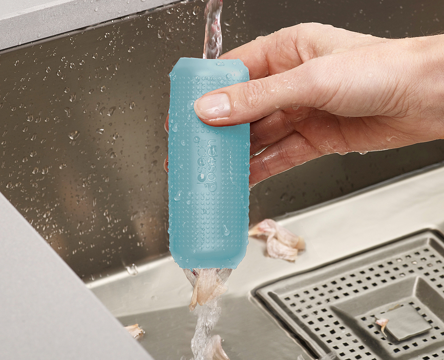 Pelador de ajos de silicona Duo, azul