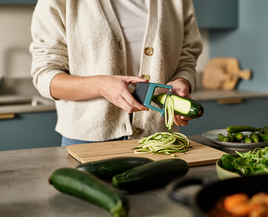 Pelador de corte juliana Duo, gris y azul