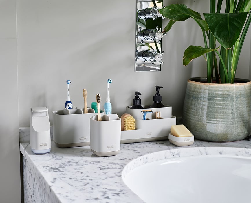 Organizador para cepillos de dientes EasyStore, pequeño, ecru