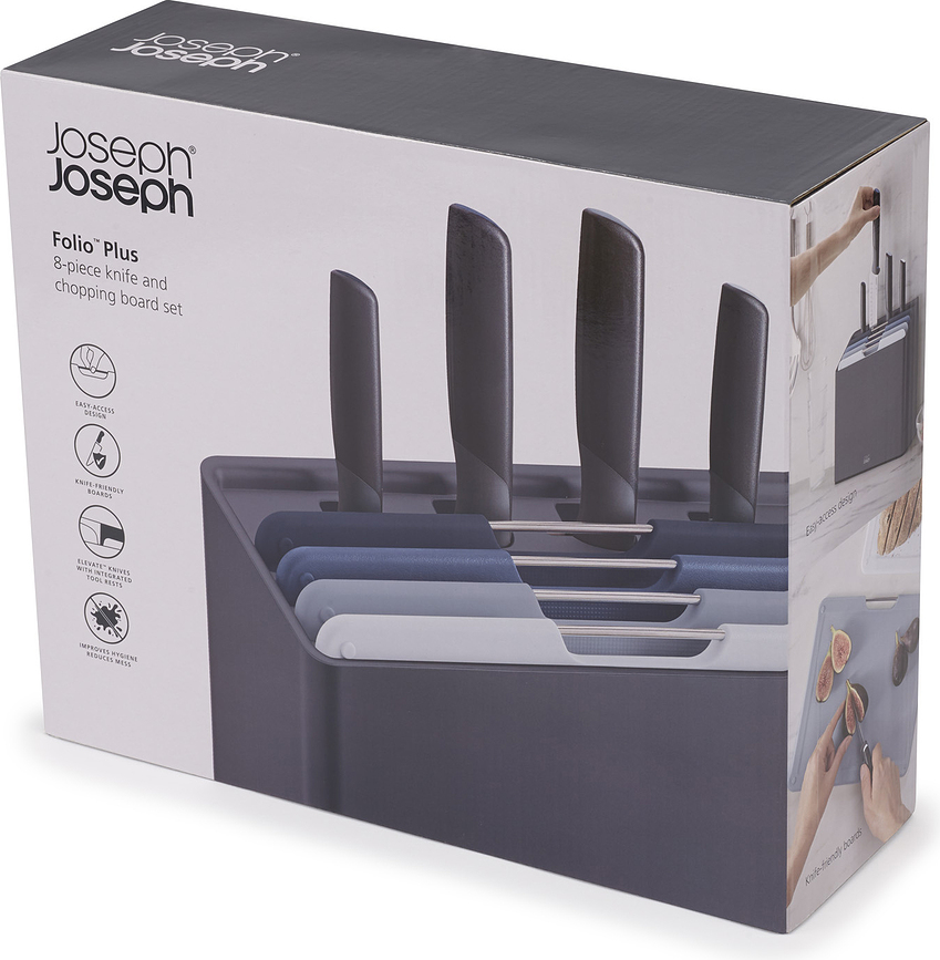 Set de Tablas de Cortar y Cuchillos Folio Plus, azul, 9 piezas